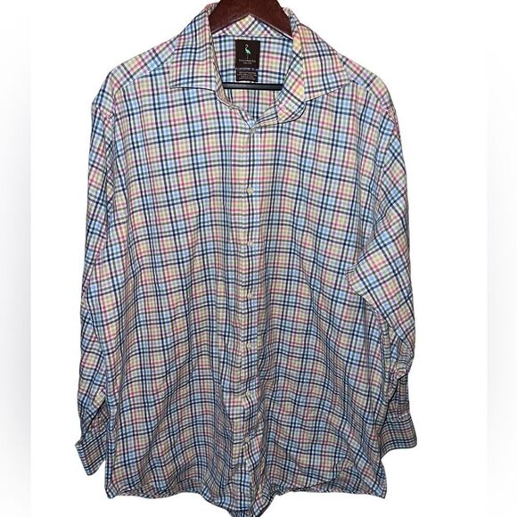 Tailorbyrd 100% cotton long sleeved plaid print men’s button down shirt XXL - Picture 1 of 9